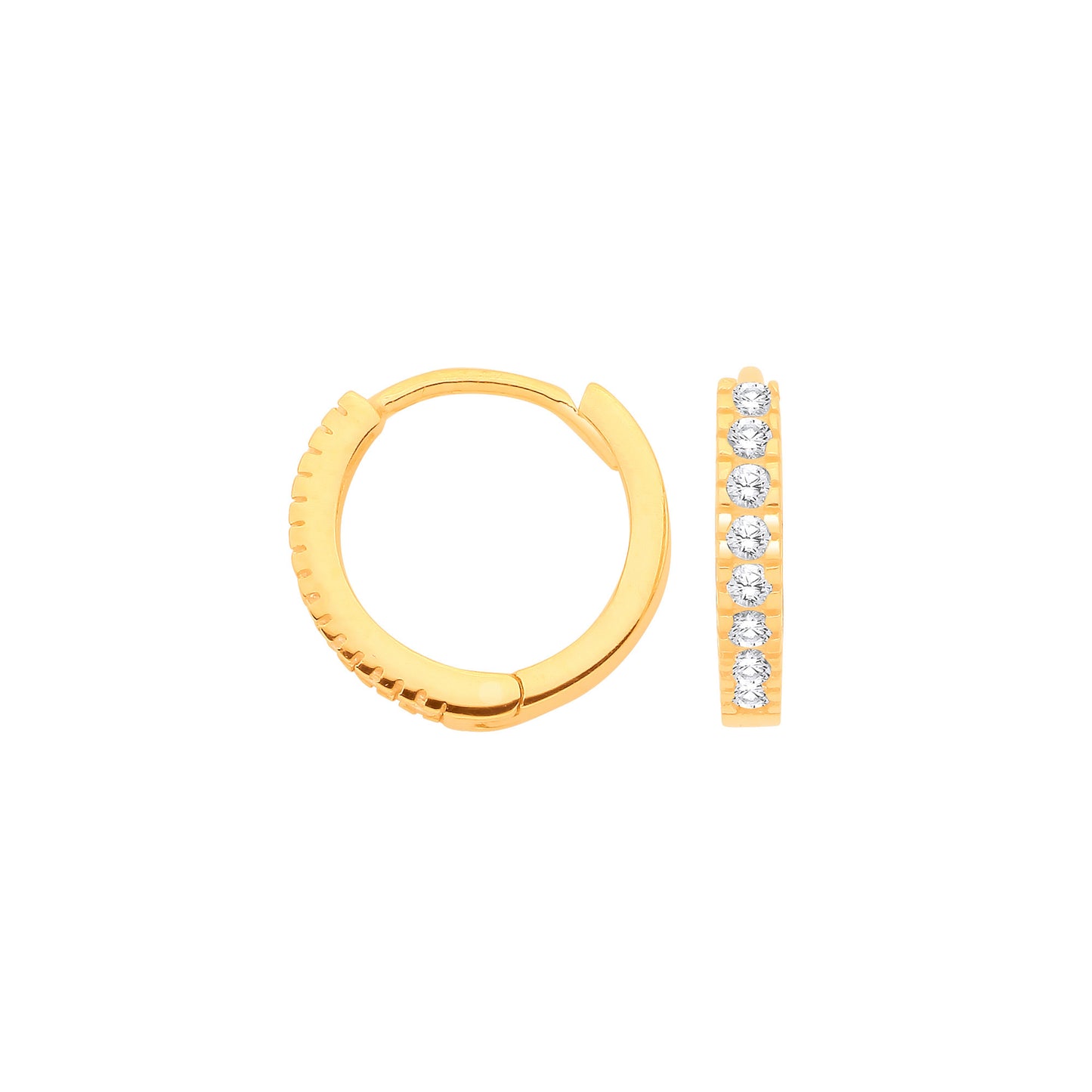 Elegant 9ct gold huggies earrings with sparkling cubic zirconia stones for a stylish look