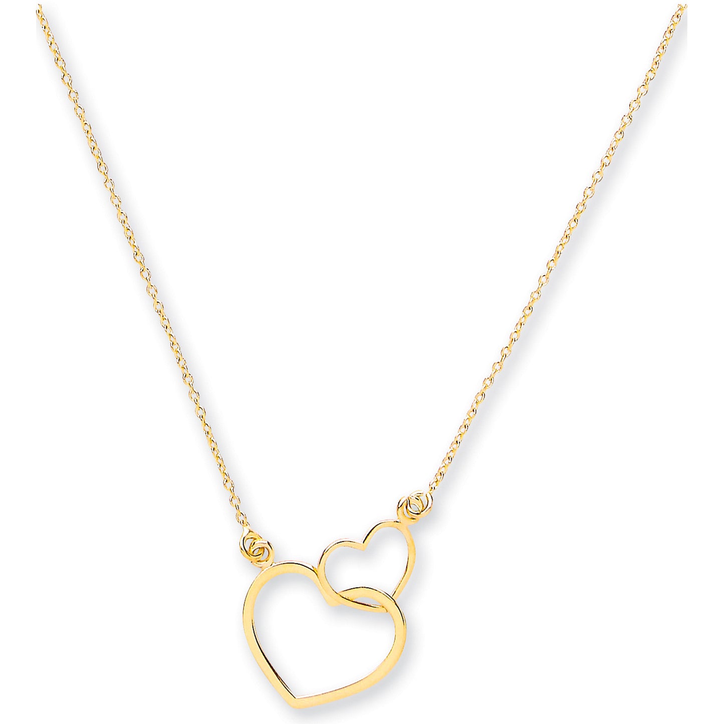 9ct Gold Interlocking Two Hearts Necklace