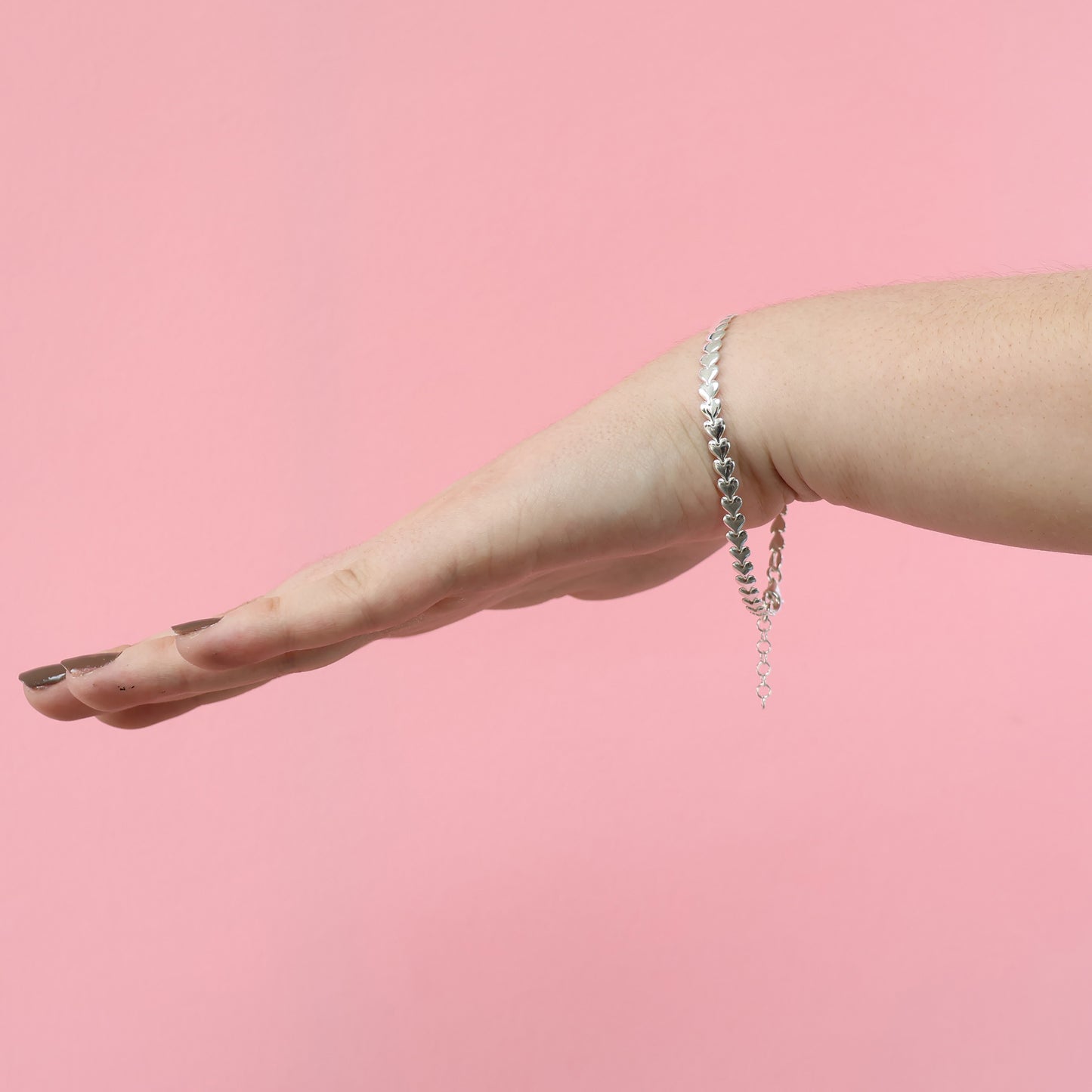 Elegant Silver Heart Link Bracelet