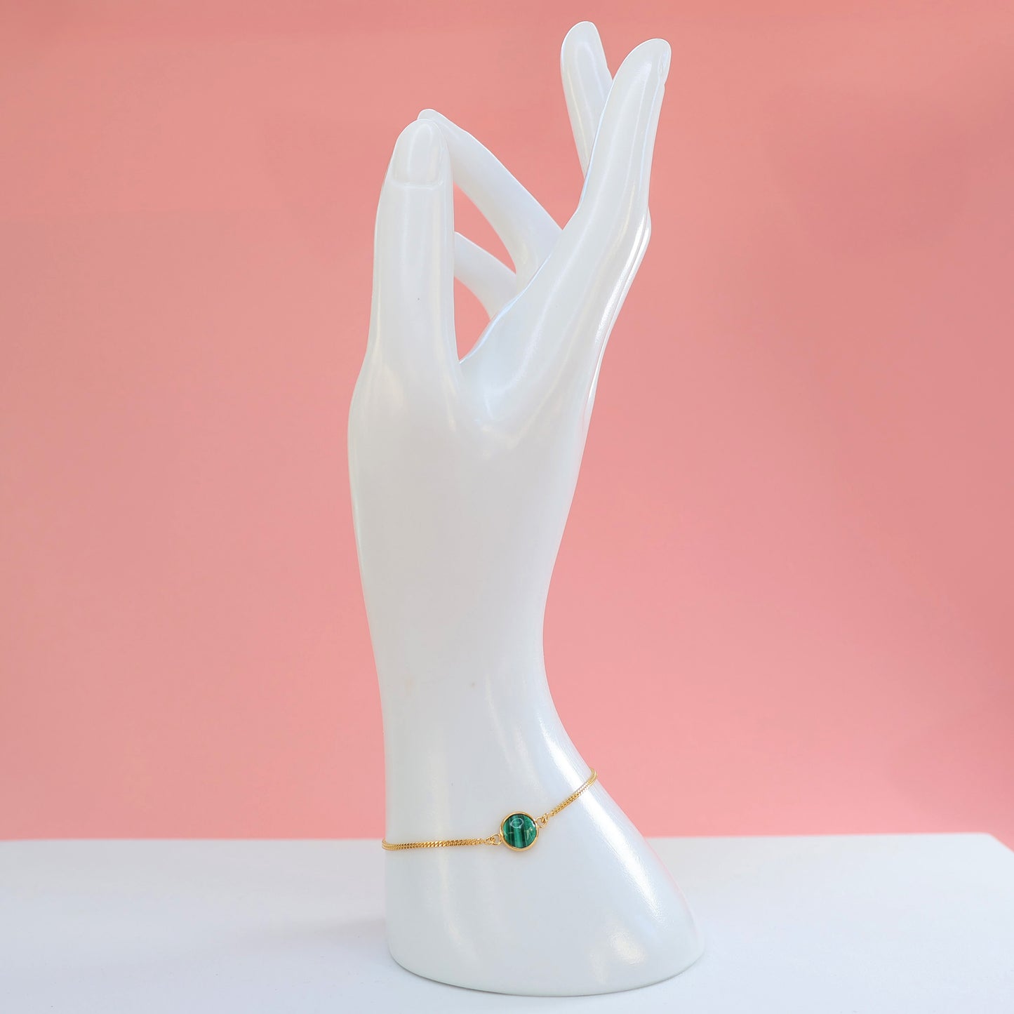 Elegant gold bracelet with malachite gemstone designed for a chic look, perfect to buy gold bracelet with malachite.