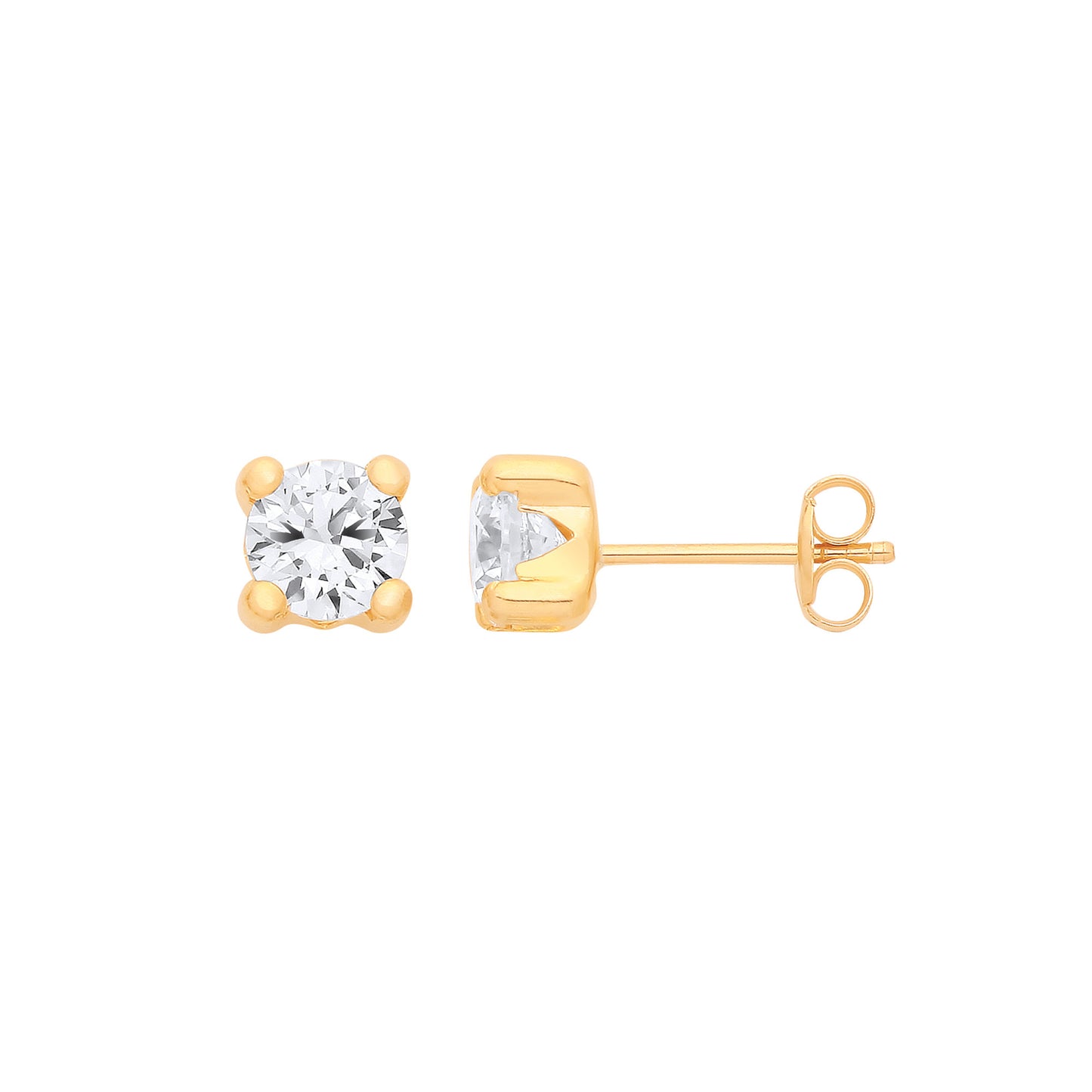 5mm stud earrings gold with sparkling clear gemstones for elegant style