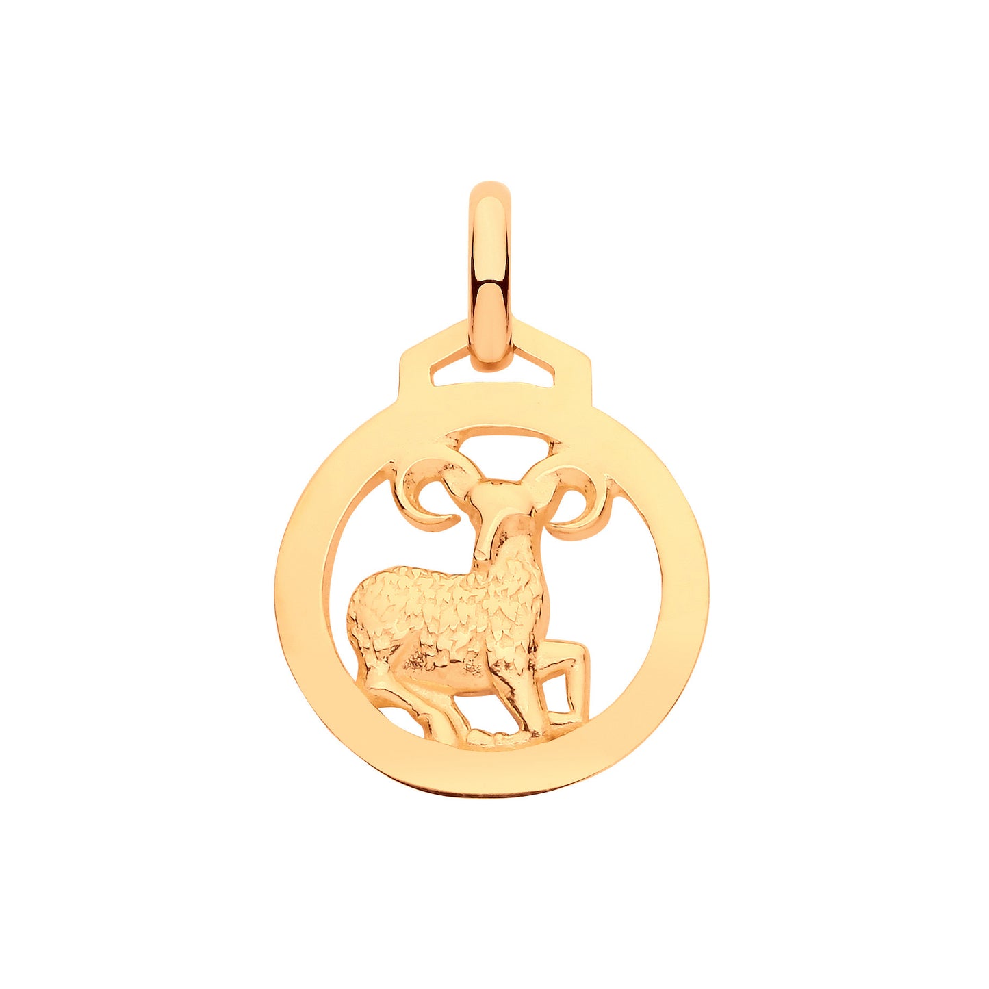 Gold zodiac sign pendant necklace featuring a detailed Aries ram design for astrology lovers
