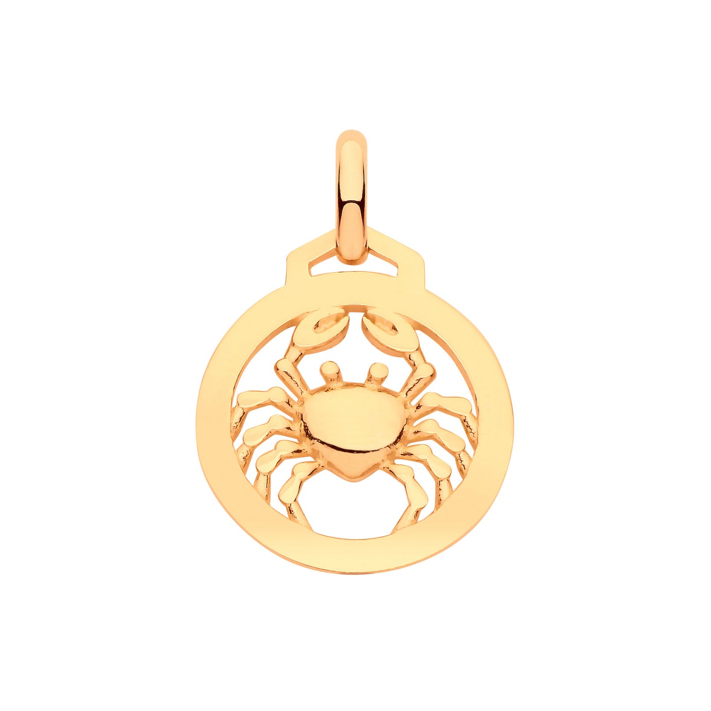 Gold zodiac sign pendant necklace featuring a crab design for zodiac enthusiasts