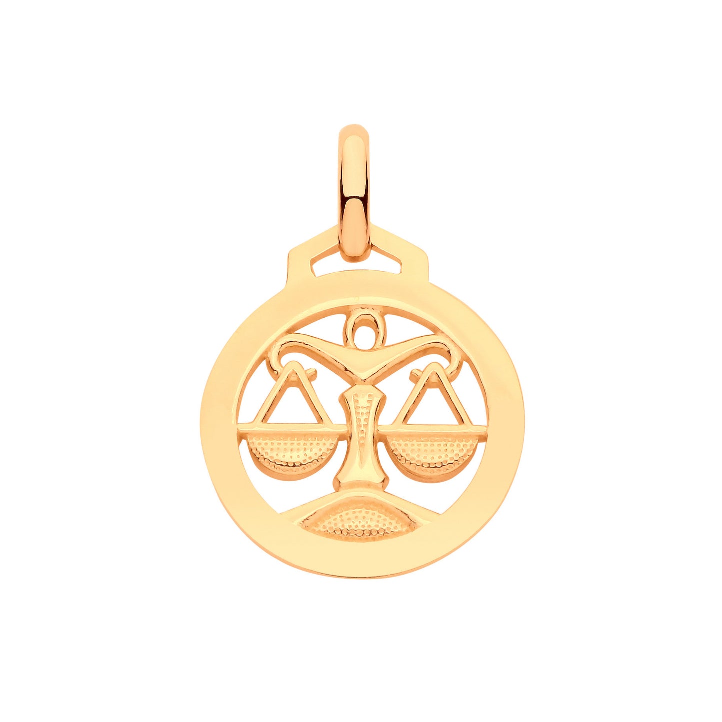 Gold zodiac sign pendant necklace featuring a Libra symbol in elegant design by The Jewellery Shop