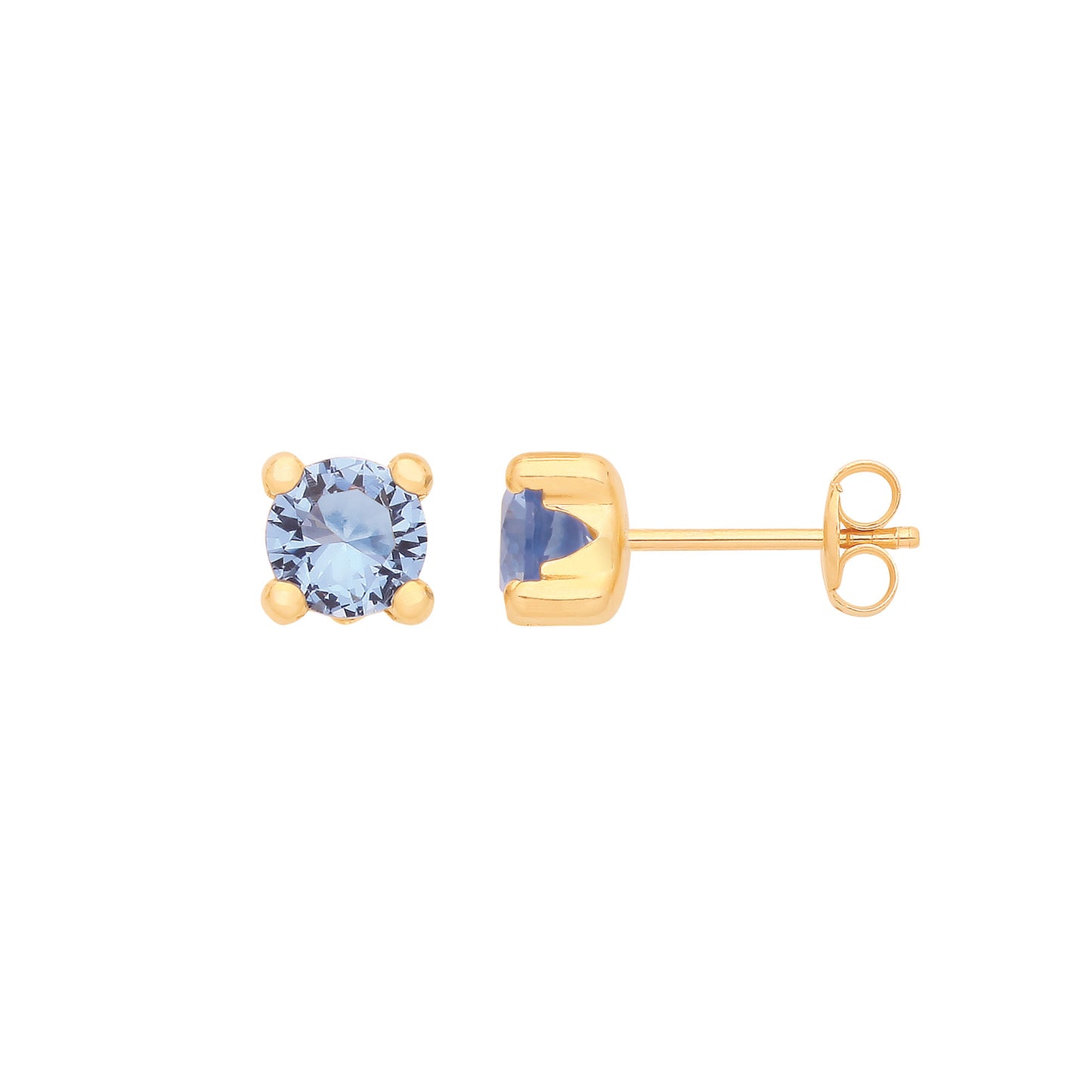 9ct gold blue cubic zirconia studs with a secure post back design for everyday elegance