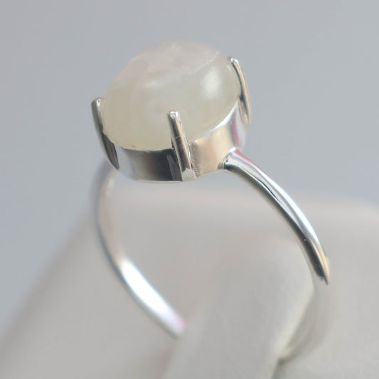 Large moonstone silver ring with a polished finish and sleek design for elegant style