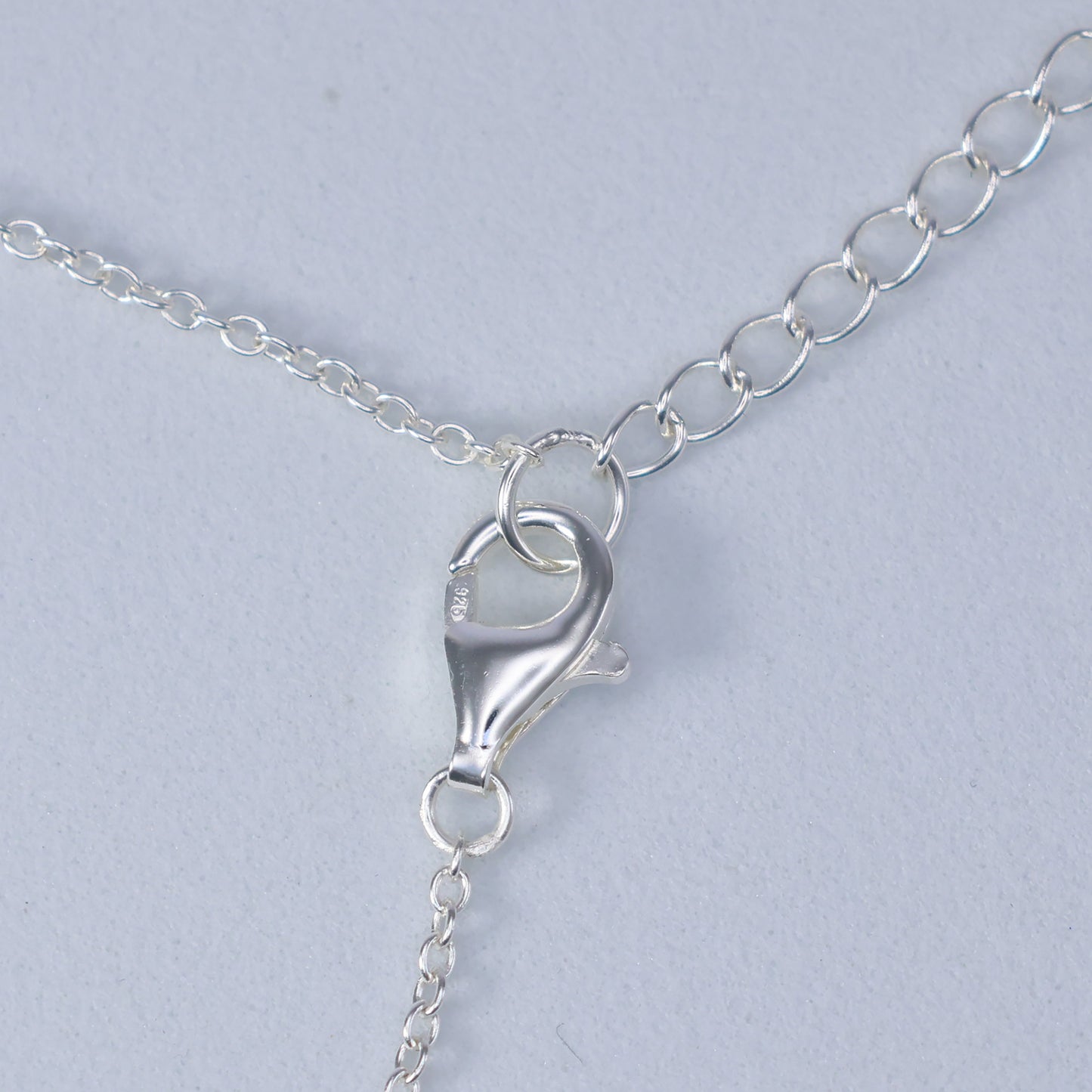 Sterling silver chain with clasp for Malachite Clover Necklace from thejewelleryshop.co.uk