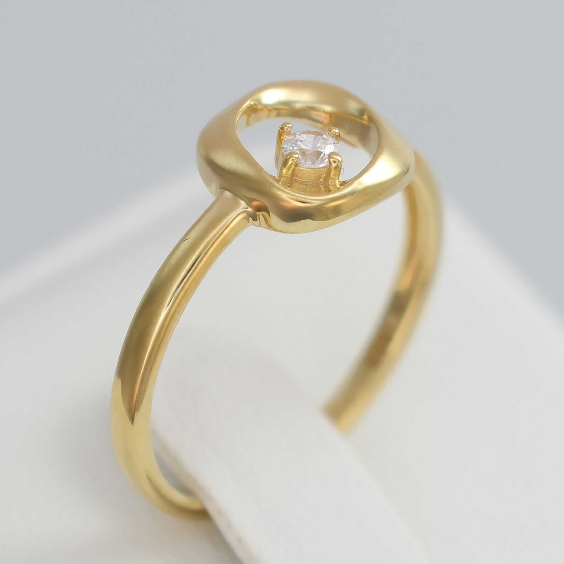 Modern square ring with CZ stone in gold setting for a stylish and elegant look