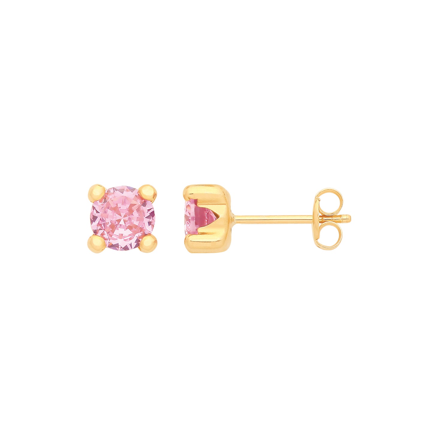 Elegant pink gemstone stud earrings set in gold, perfect for everyday wear and special occasions