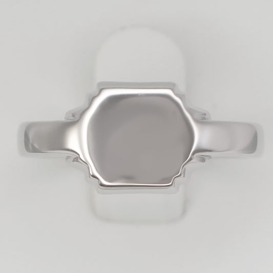 Elegant silver hexagon signet ring with a polished finish for a timeless look