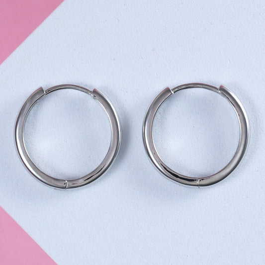 Stylish silver hoop earrings 20mm with a polished finish, perfect for everyday wear