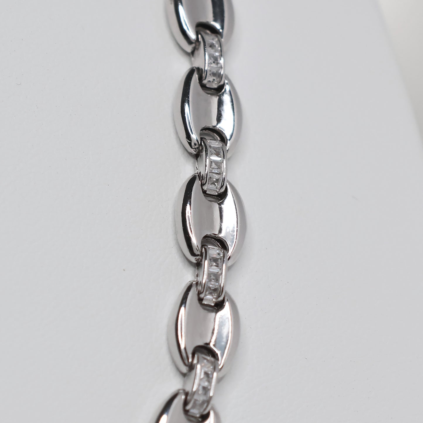 Elegant Silver Mariner Chain Necklace with polished links and sparkling accents