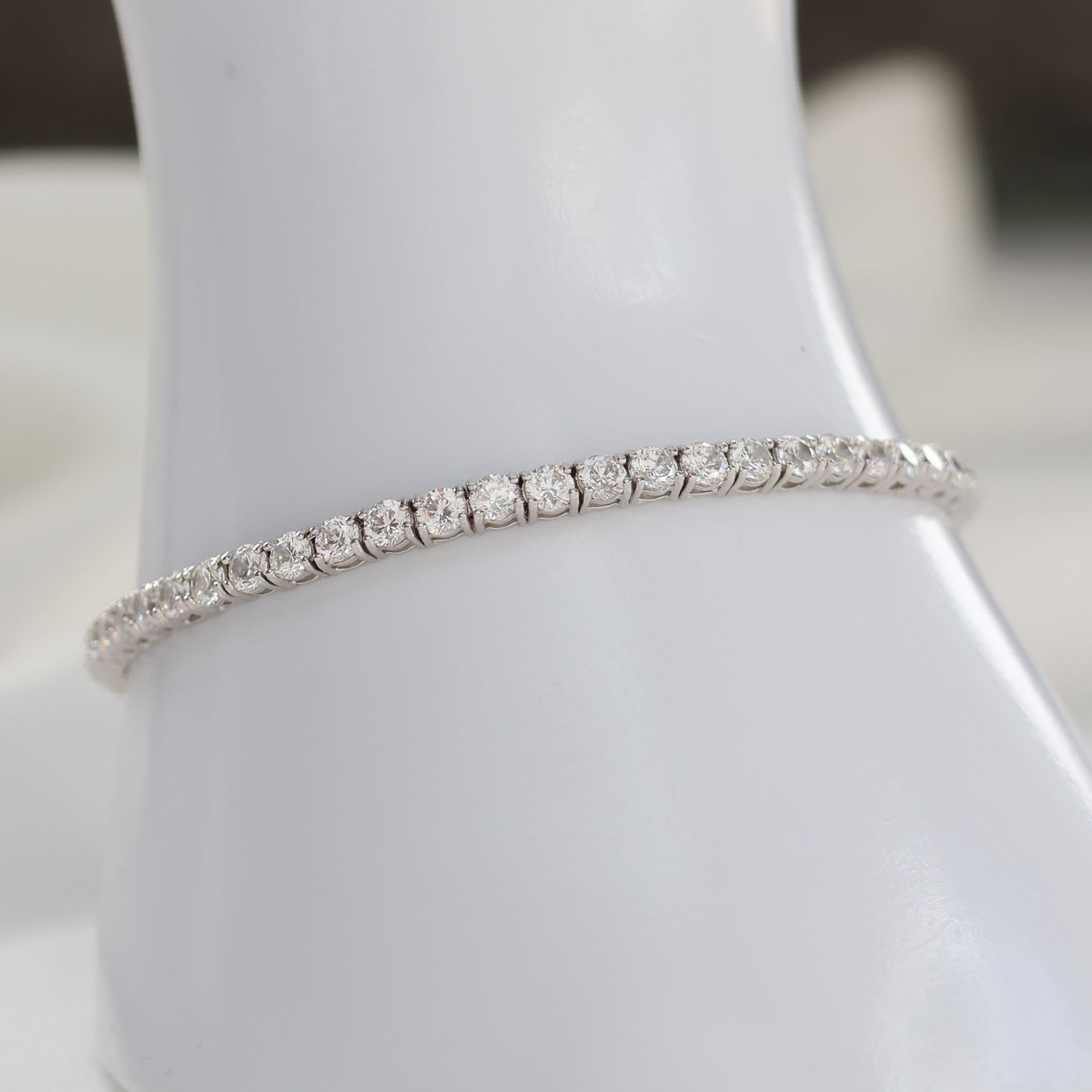 Elegant silver tennis bracelet with sparkling crystals for a stylish accessory