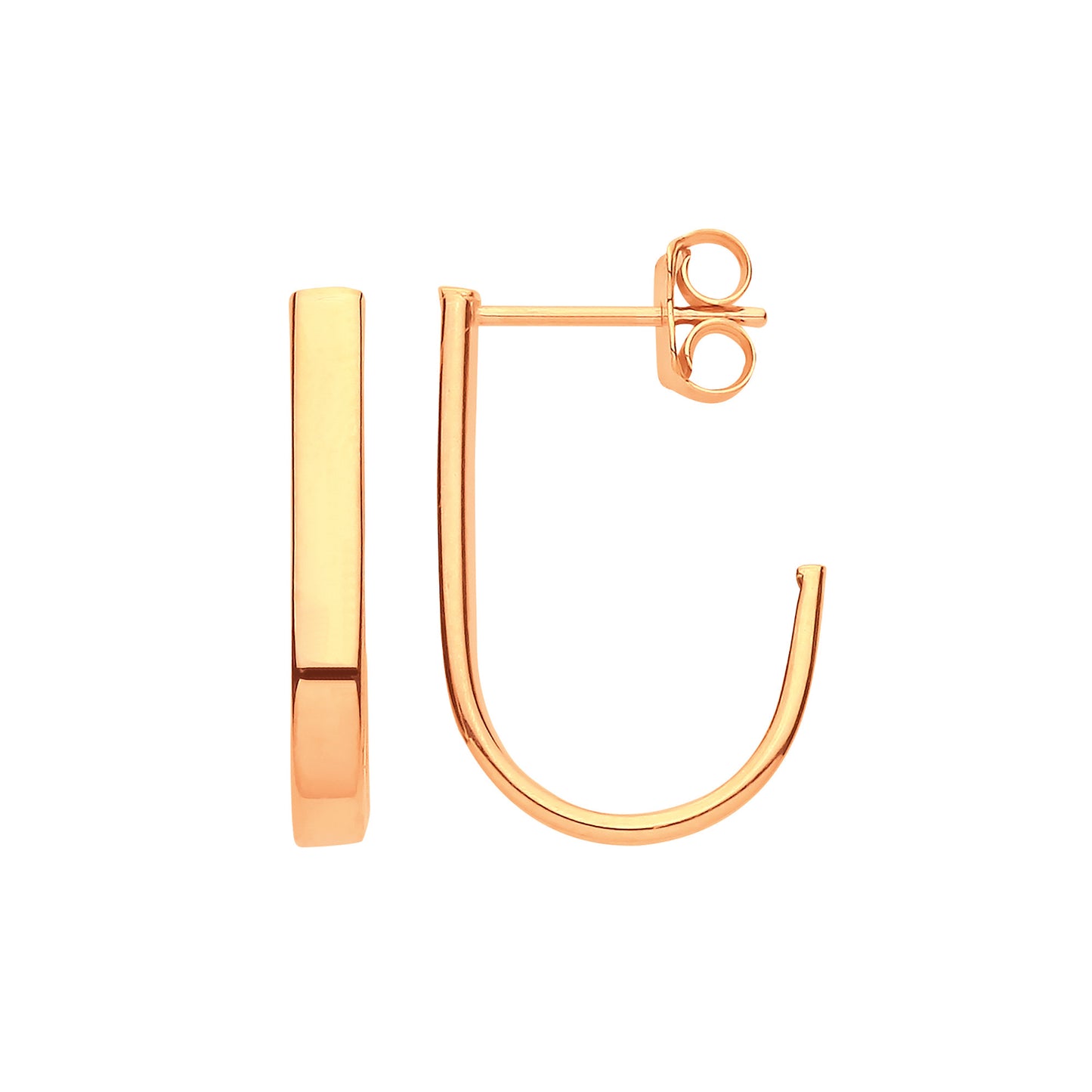 9ct gold Plain J hoop earrings with a sleek, modern design for everyday elegance