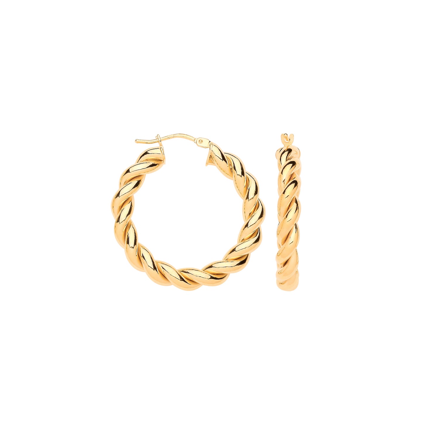 Elegant 9ct gold twist hoop earrings showcasing a classic twisted design for stylish wear
