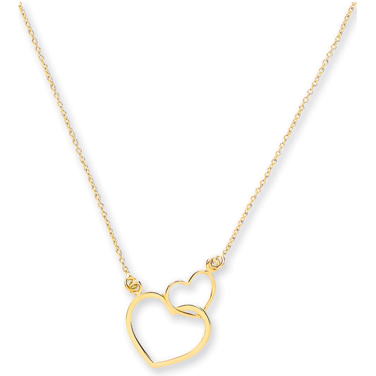 9ct Gold Interlocking Two Hearts Necklace