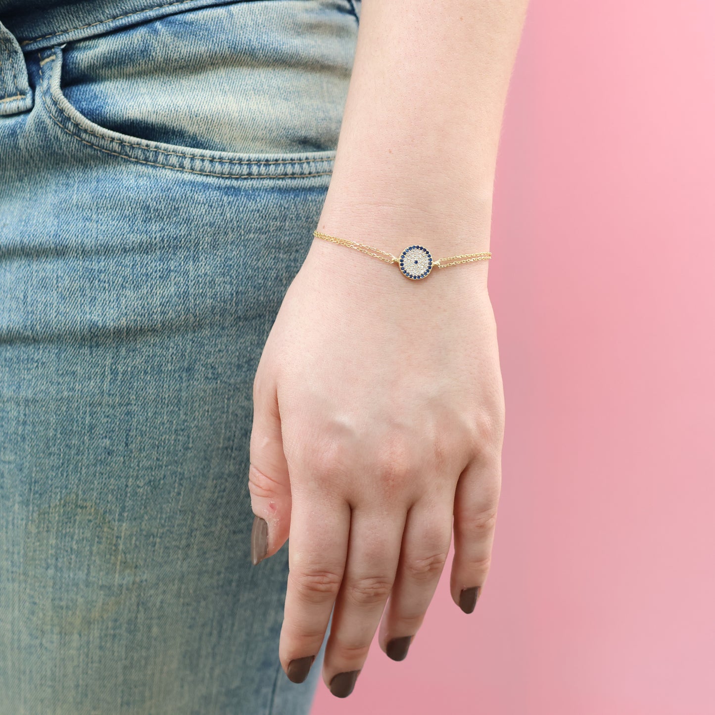 Gold Plated Evil Eye Bracelet by The Jewellery Shop