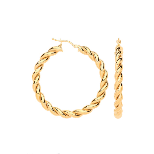 Stylish big twist hoop earrings in gold, perfect for adding elegance to any outfit