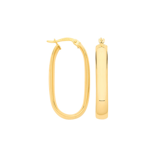 Elegant gold rectangle hoop earrings featuring a polished finish for versatile everyday wear