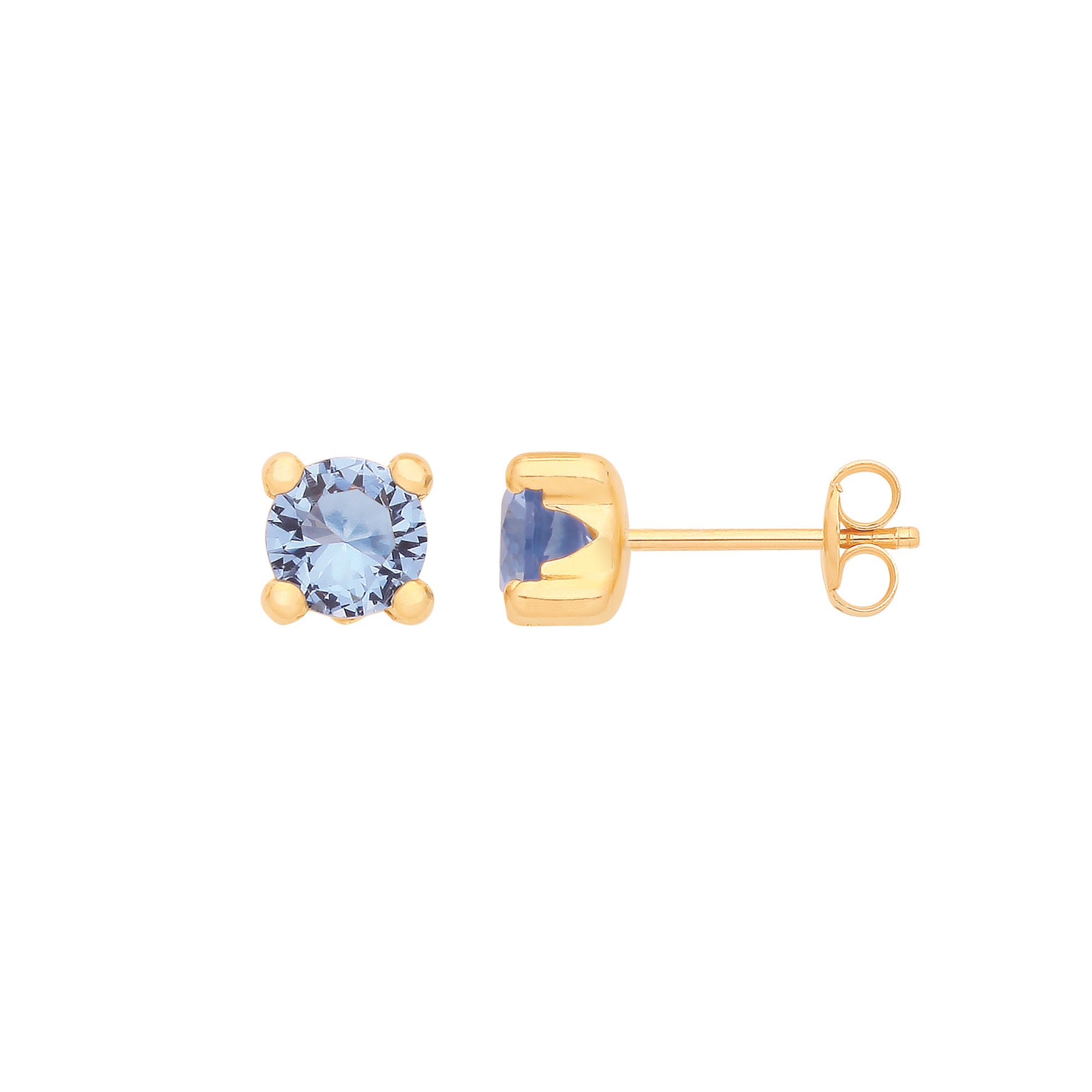 9ct gold blue cubic zirconia studs with a secure post back design for everyday elegance
