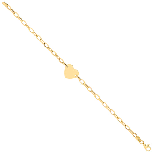 Ladies gold belcher bracelet with heart charm, ideal for everyday wear and special occasions