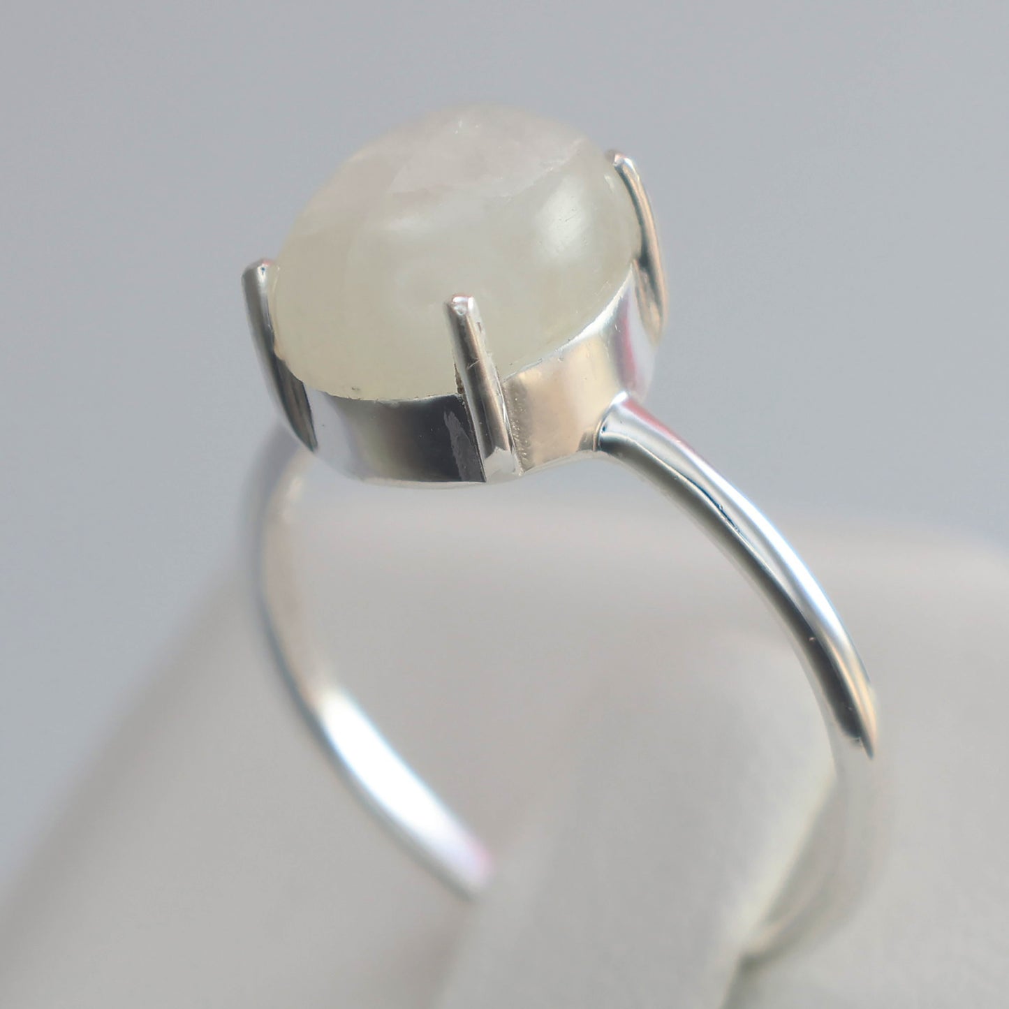 Large moonstone silver ring with a polished finish and sleek design for elegant style