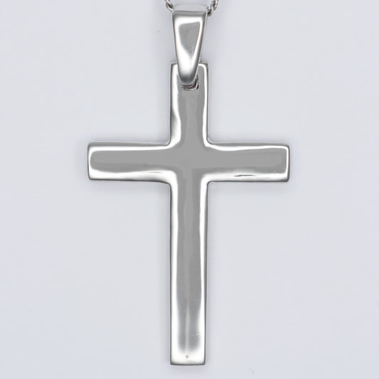 Stylish silver cross pendant necklace with a sleek and polished design for everyday wear