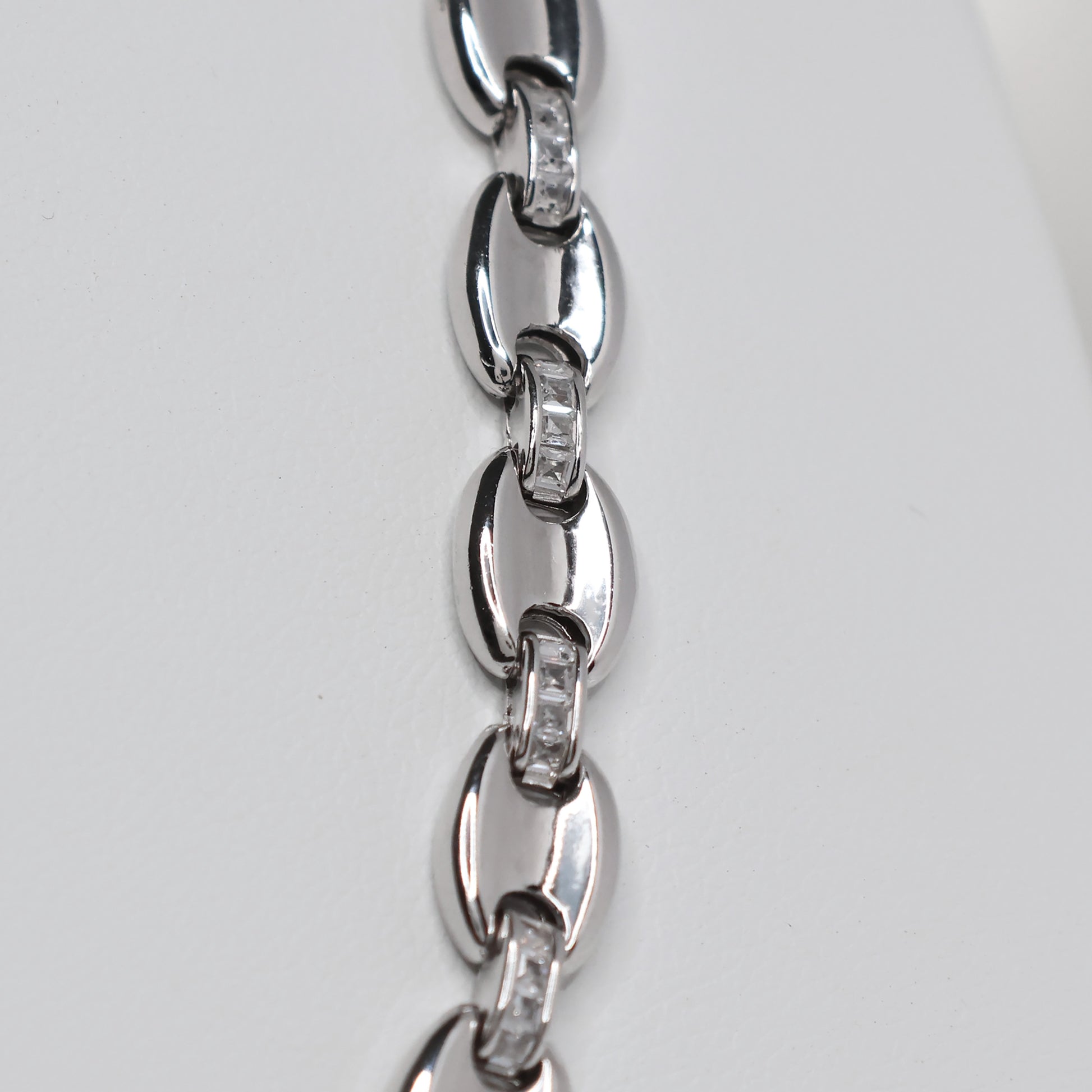 Elegant Silver Mariner Chain Necklace with polished links and sparkling accents