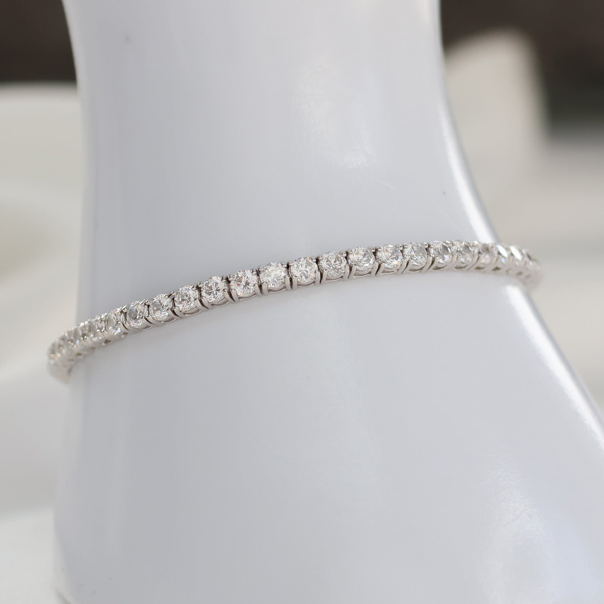 Elegant silver tennis bracelet with sparkling crystals for a stylish accessory