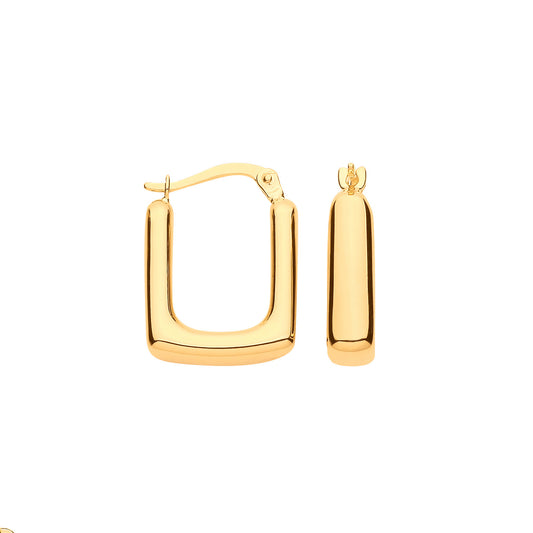Stylish 9ct gold square hoop earrings featuring a sleek and modern design for everyday wear